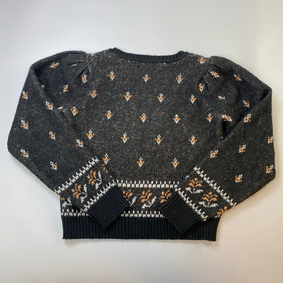 Saltwater Luxe Sweater Medium Puffed Sleeve Fair Isle Trim Soft Girl Academia - Picture 3 of 16